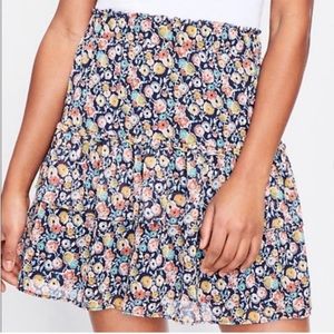 LOFT Blue Floral Tiered Ruffle Skirt (MP)